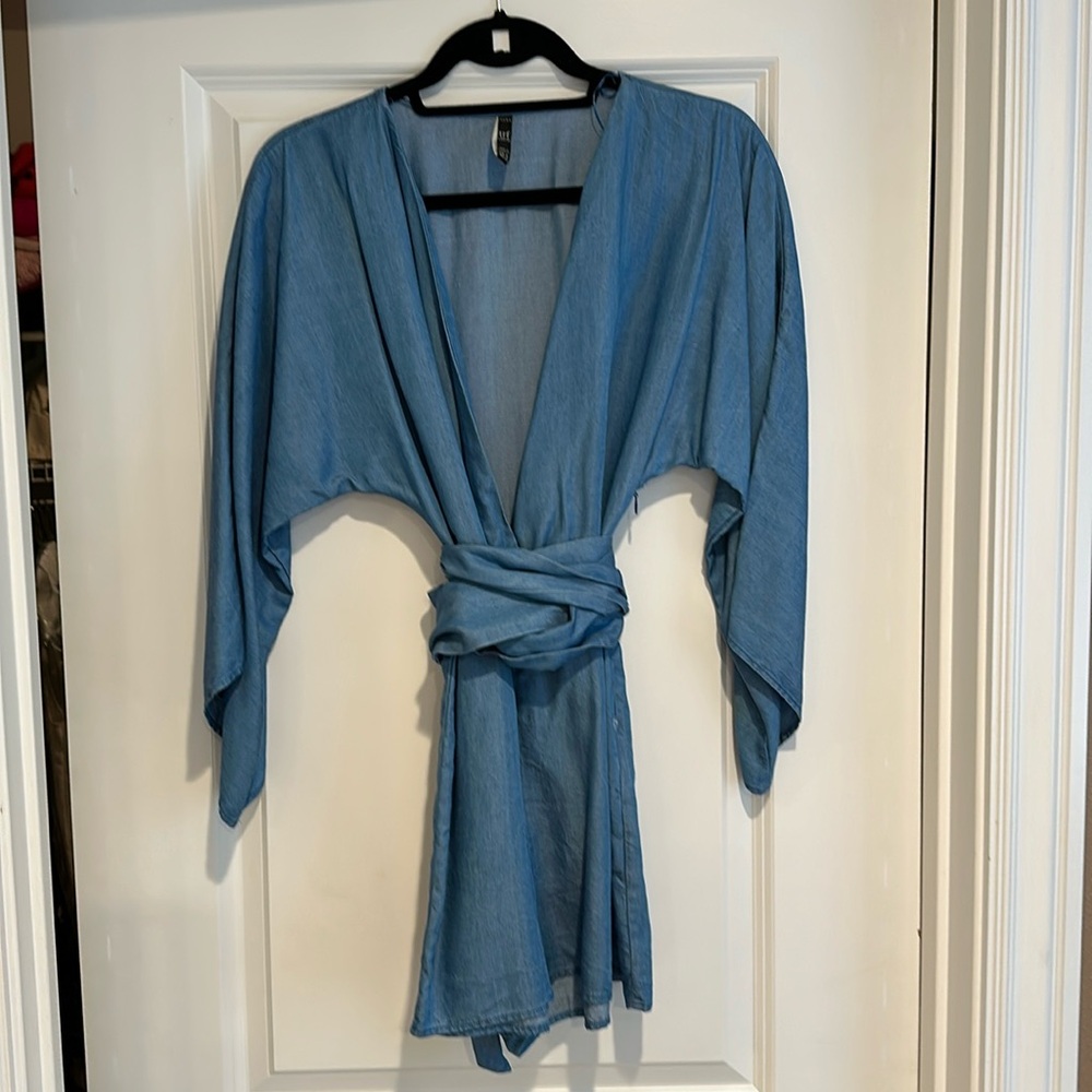 Zara kimono denim shorts romper. Medium.